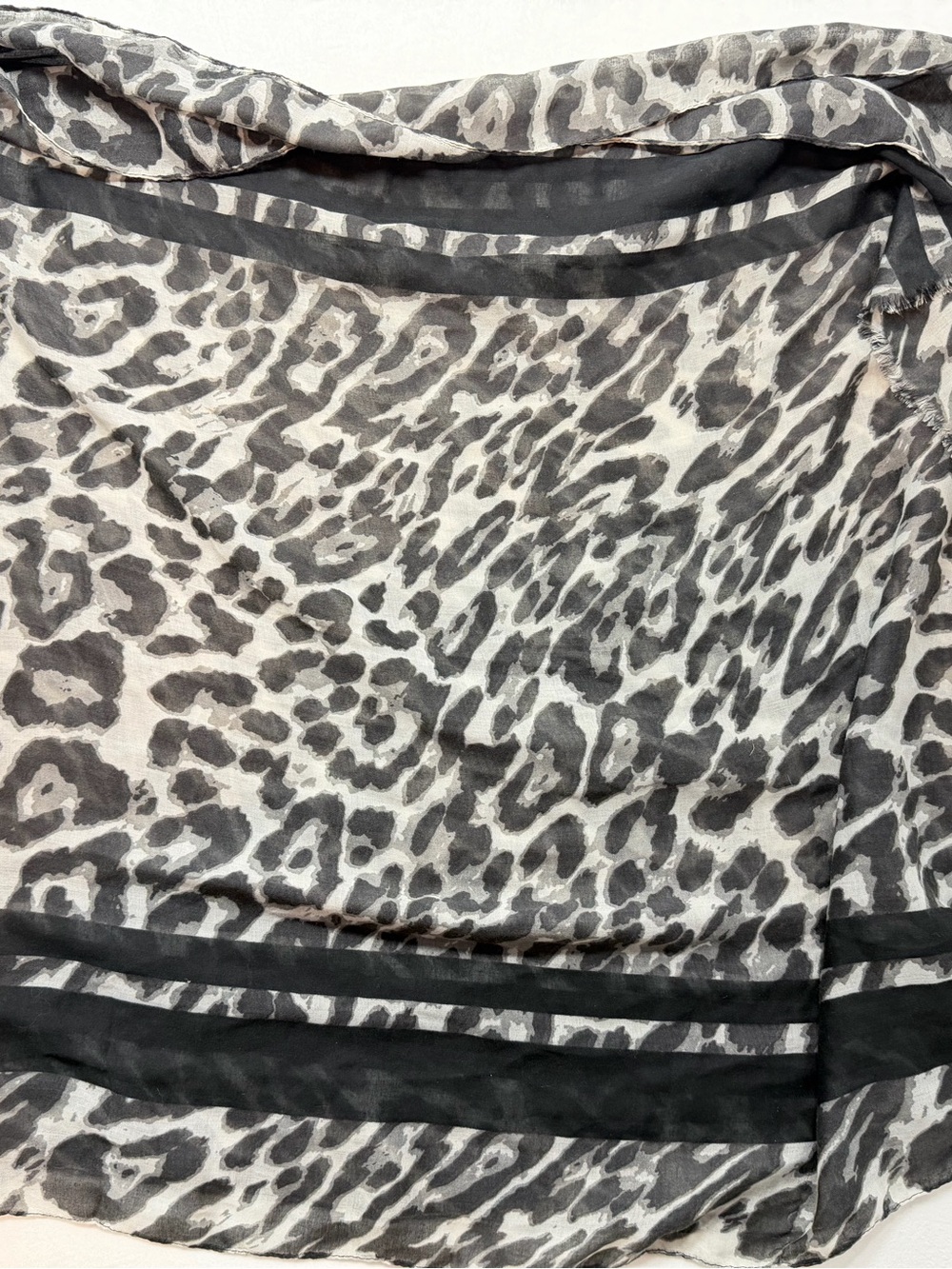 Aldo Sheer Leopard Print Scarf in Gray and White